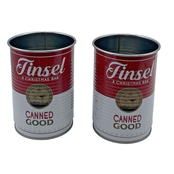 Christmas Barware Tumblers Tinsel Philadelphia Bar Metal Cups Lot of 2 HTF - Picture 1 of 15